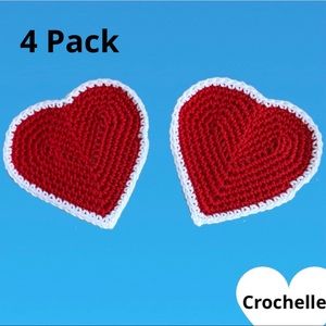 NEW Crochet Heart Coasters (4 pack)